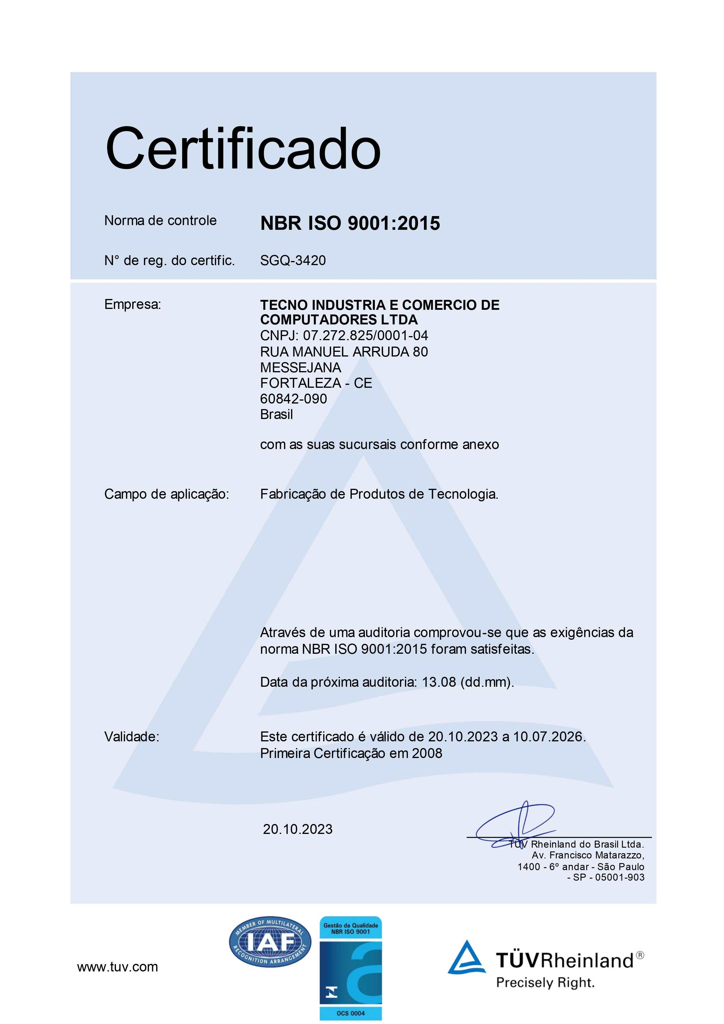 Certificado ISO 9001