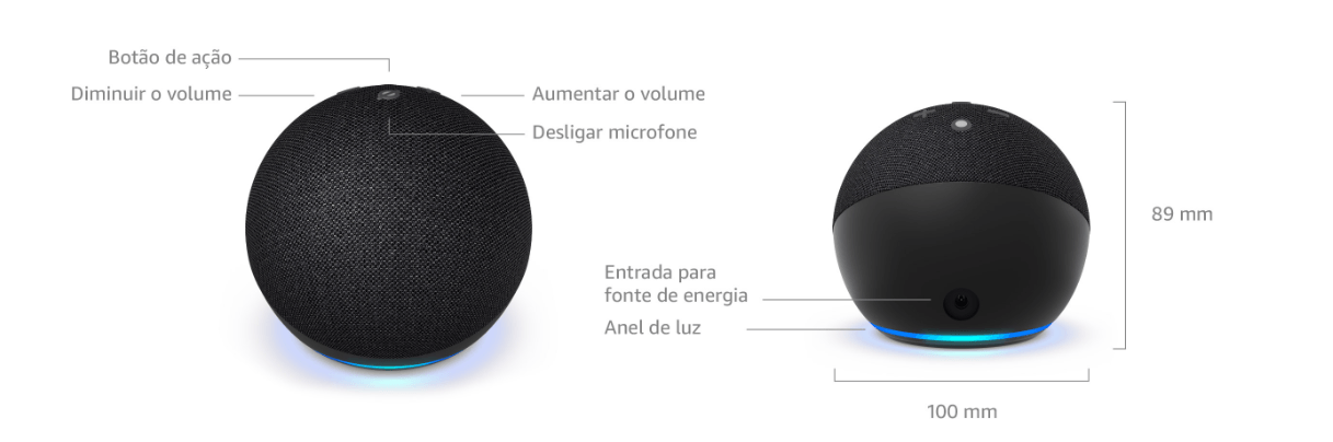 Amazon Echo Dot 5ª Geração, Smart Speaker, com Alexa, Preto Ibyte