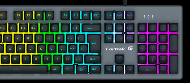 Kit Gamer Fortrek Ranger Rainbow, Teclado ABNT2 e Mouse, LED Rainbow, USB - 70551