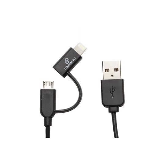 Cabo 2 em 1 Lightning MFi + Micro USB 1m - Preto | GT