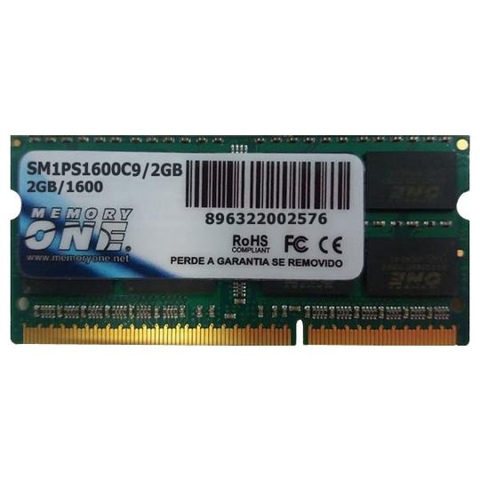 Memória 2GB DDR3 1600MHz para Notebook Memory One Platinum (SM1PS1600C9/2GB)