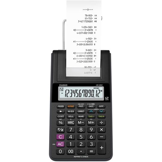 Calculadora com Bobina Casio HR-8RC-BK - Preta