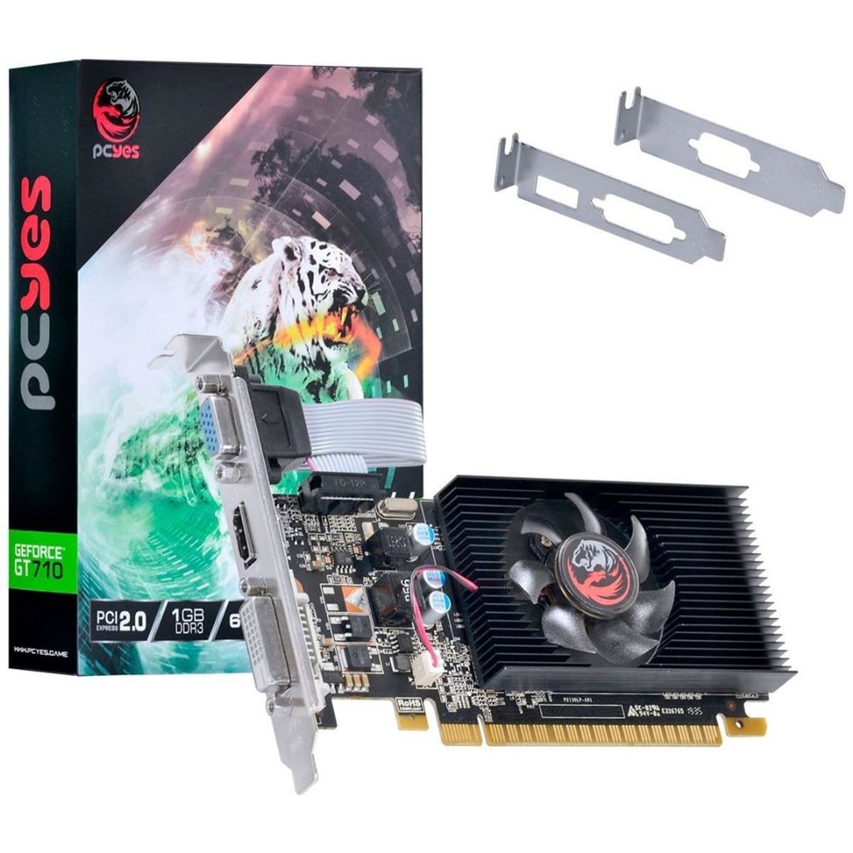 Placa de Vídeo Pcyes Nvidia Geforce GT 710 1GB DDR3 64 Bit - Ibyte