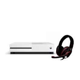 Console-Microsoft-Xbox-One-S-1TB-Branco-Fone-de-Ouvido-Goldentec-GT-Gamer-Preto-com-Vermelho