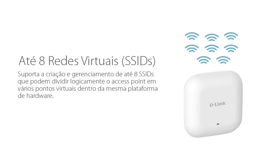 Até 8 redes virtuais SSIDs com o D-Link DAP-2230