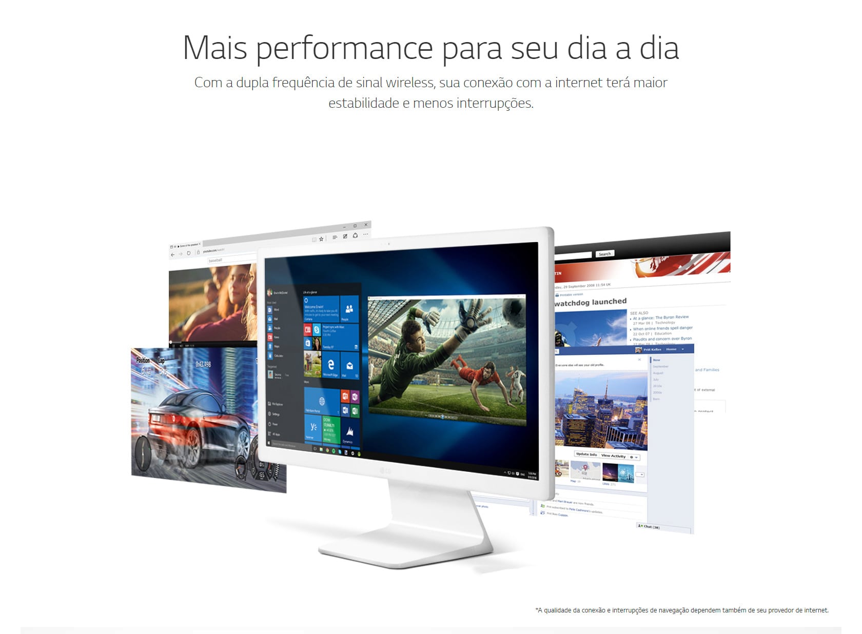 Computador All in One LG 22V280-L.BY31P1 com Intel Celeron Quad Core 4GB 500GB 21,5 Full HD Windows 10 - Branco