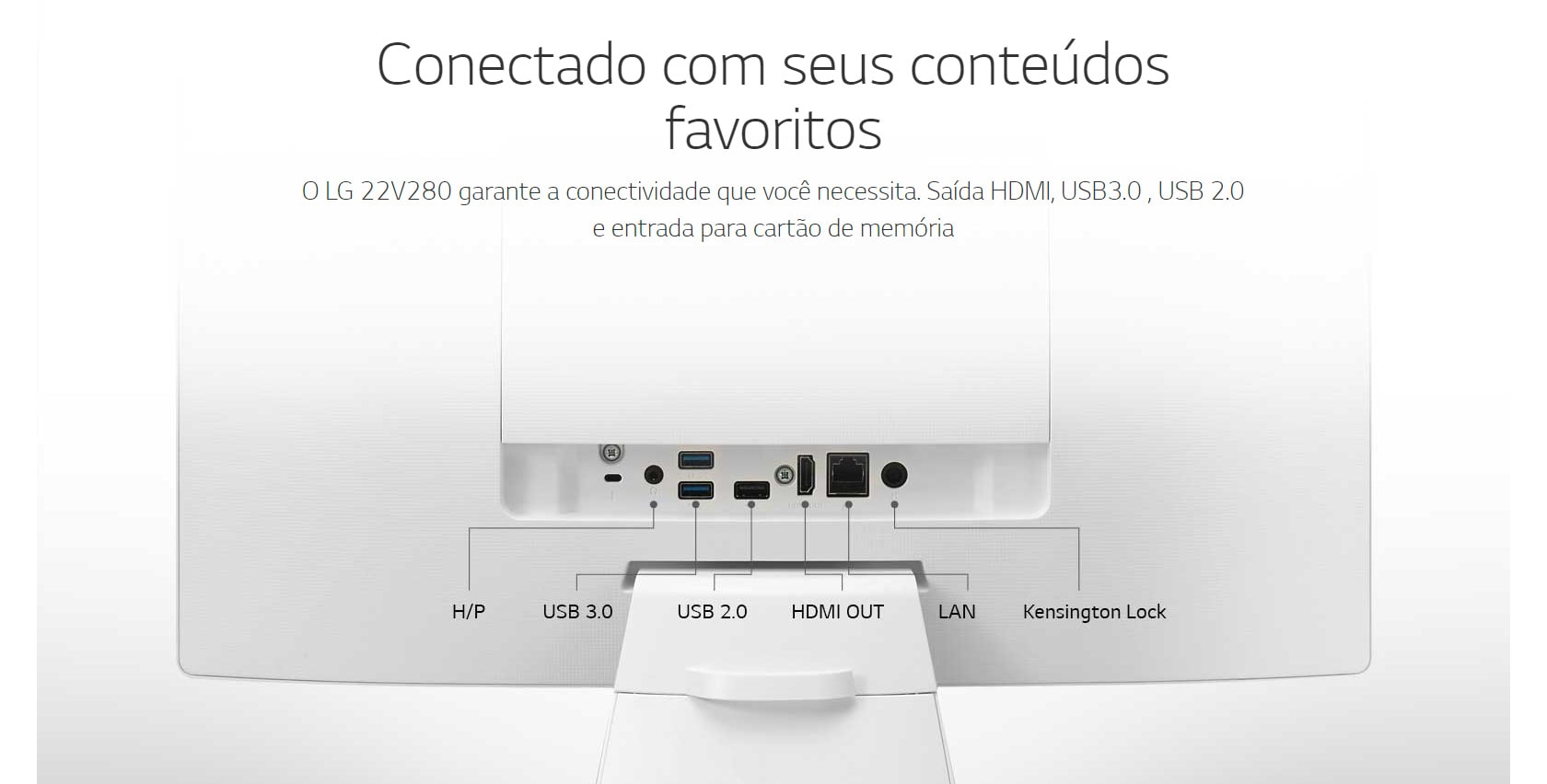 Computador All in One LG 22V280-L.BY31P1 com Intel Celeron Quad Core 4GB 500GB 21,5 Full HD Windows 10 - Branco
