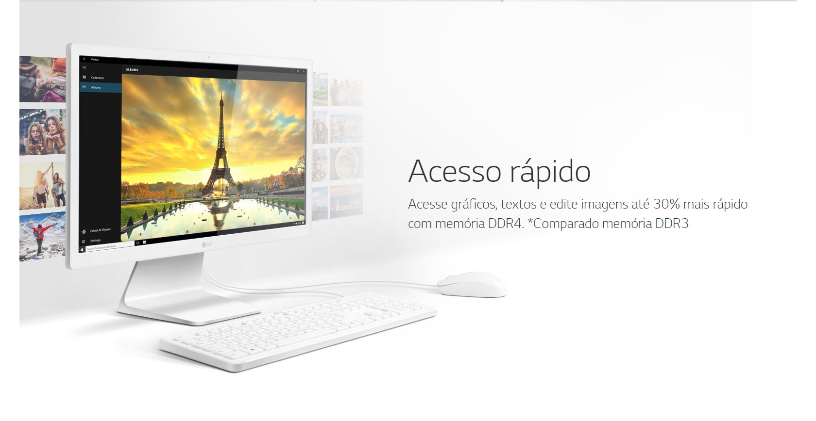 Computador All in One LG 22V280-L.BY31P1 com Intel Celeron Quad Core 4GB 500GB 21,5 Full HD Windows 10 - Branco