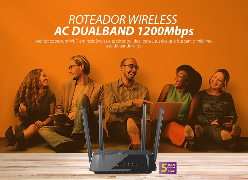Roteador Cloud AC Dual Band WiFi 1200mbps D-Link DIR-822