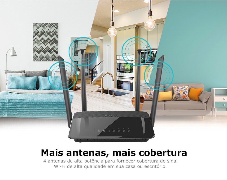 Roteador Cloud AC Dual Band WiFi 1200mbps D-Link DIR-822