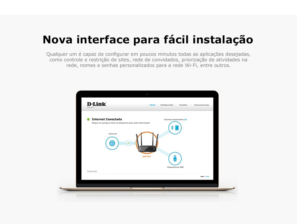 Roteador Cloud AC Dual Band WiFi 1200mbps D-Link DIR-822