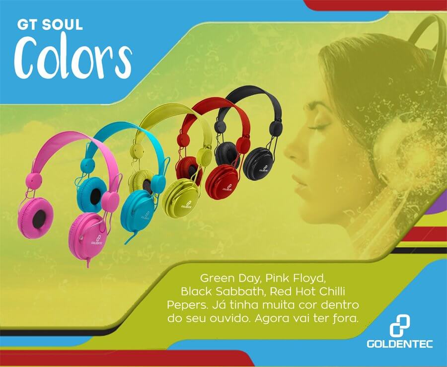 Fone de Ouvido Headset GT Soul Colors Goldentec