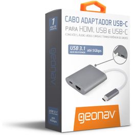Cabo-Adaptador-USB-C-para-HDMI-USB-C-e-USB-F---UCA04---GEONAV