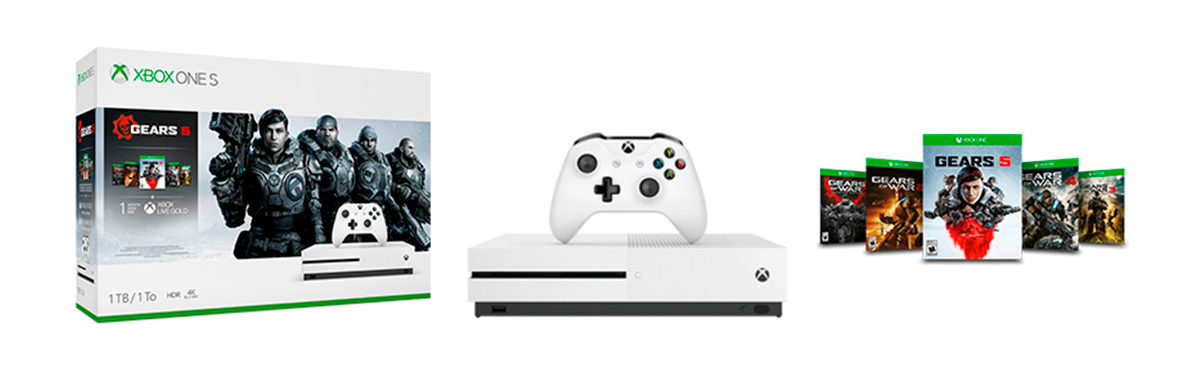 Console Microsoft Xbox One S Gear 5 1TB Branco , Bolsa Térmica Microsoft