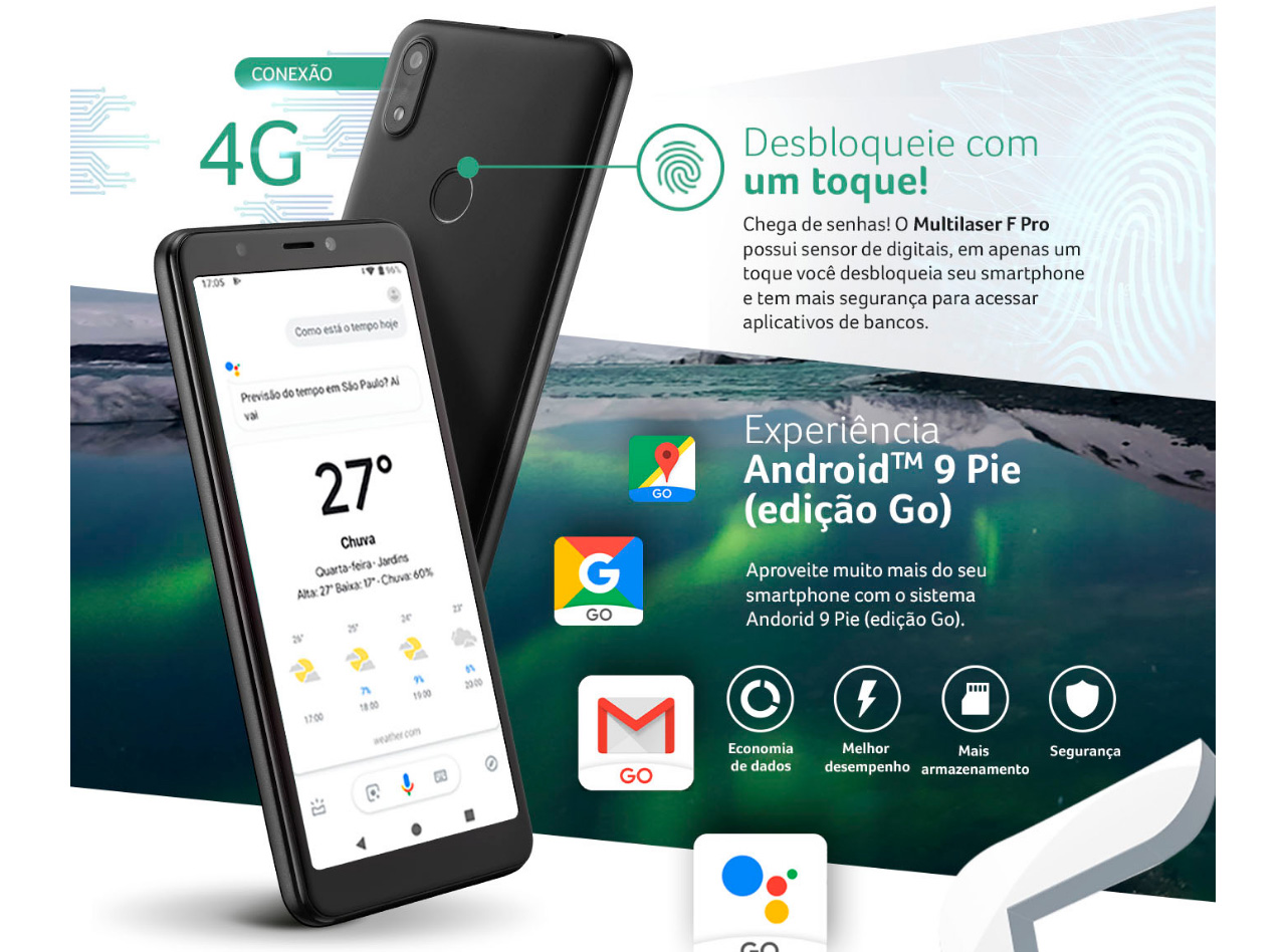 Smartphone Multilaser F Pro 4G 16GB Android 9