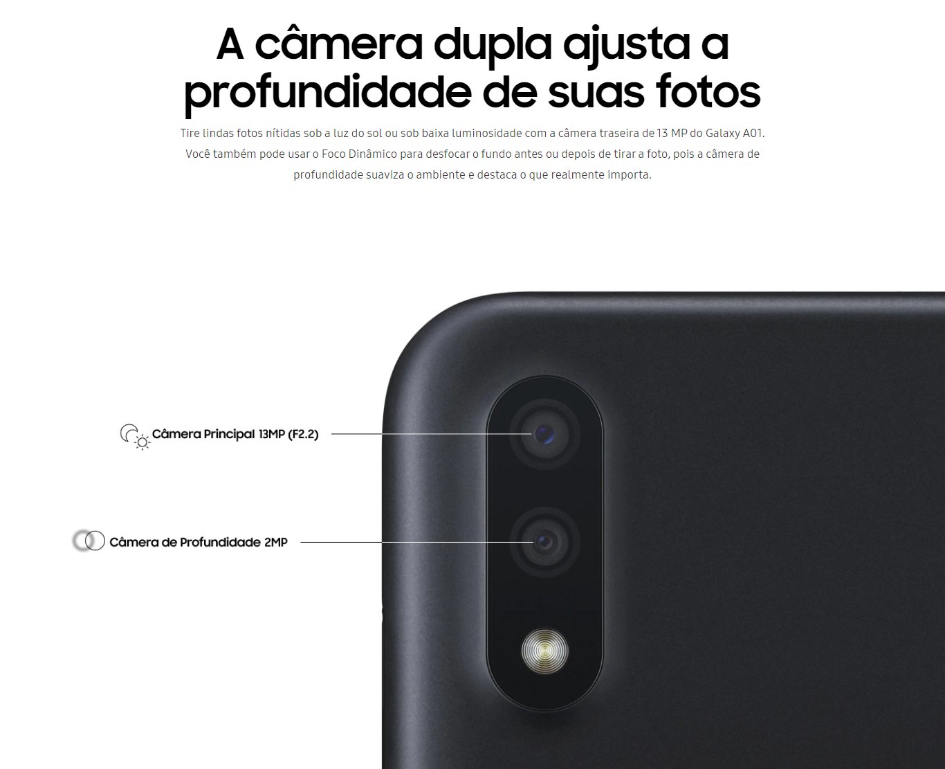 Smartphone Samsung Galaxy A01 32GB Dual  Azul  Câm. Dupla + Câm. Selfie 5MP - SM-A015MZBSZTO