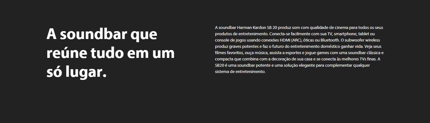 Soundbar Harman Kardon SB20 2.1 Canais Subwoofer sem fio 6,5