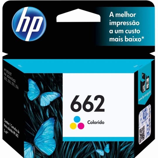 Cartucho HP 662 Colorido (CZ104AB) Para HP DeskJet 2516, 3516, 3546, 2546, 1516, 4646, 2646