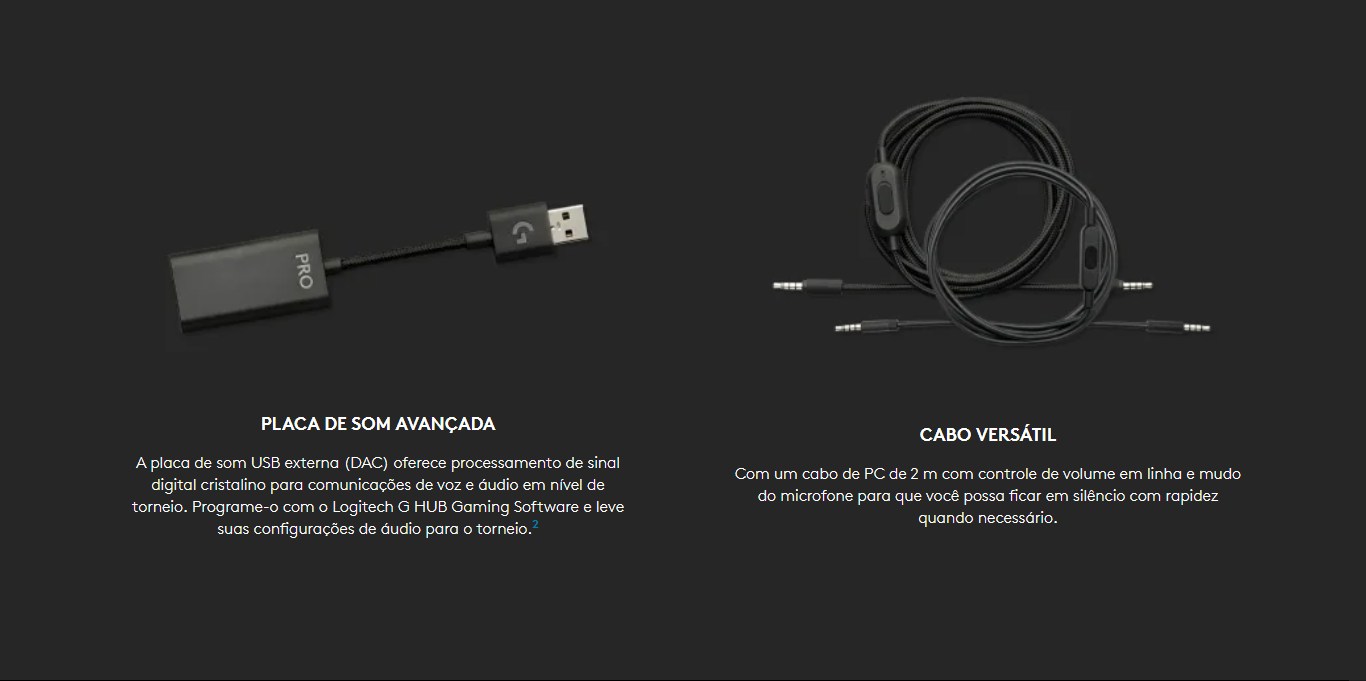 Headset Gamer Logitech G PRO Stereo Drivers de 50 mm Preto - 981-000811