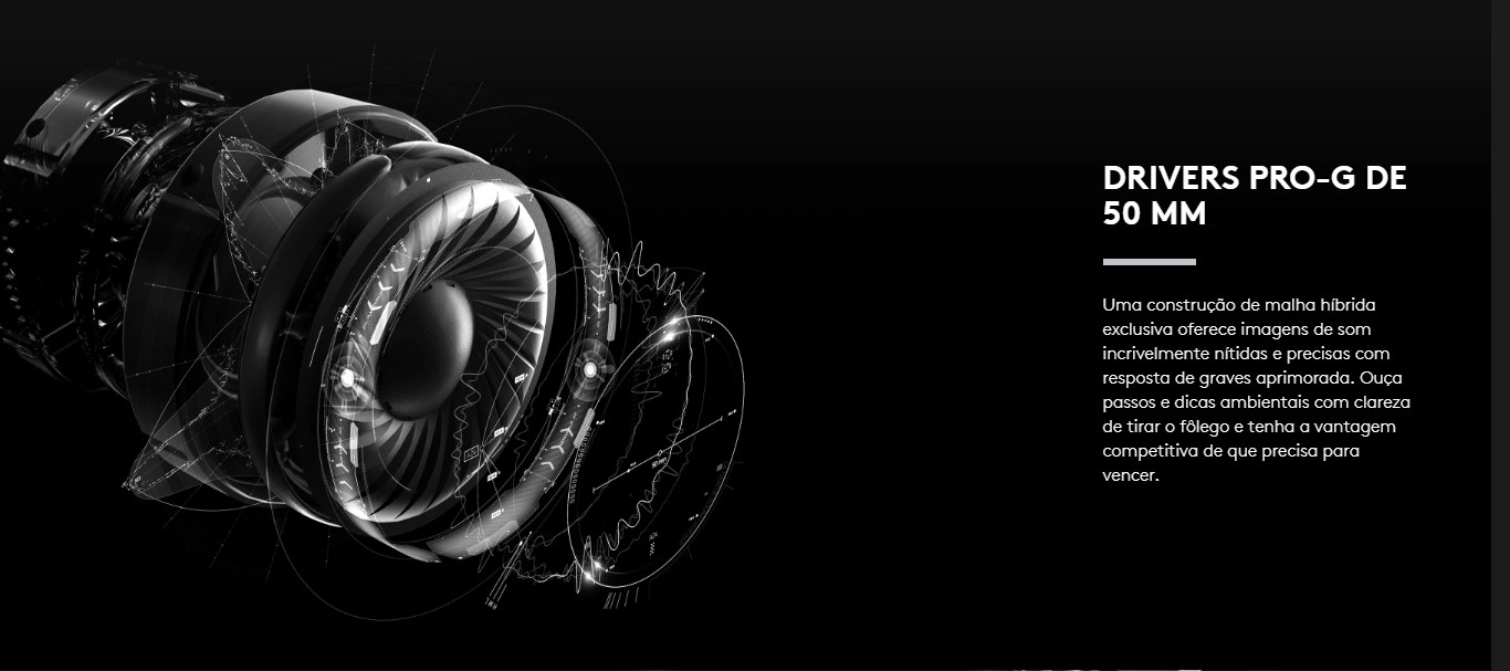 Headset Gamer Logitech G PRO Stereo Drivers de 50 mm Preto - 981-000811