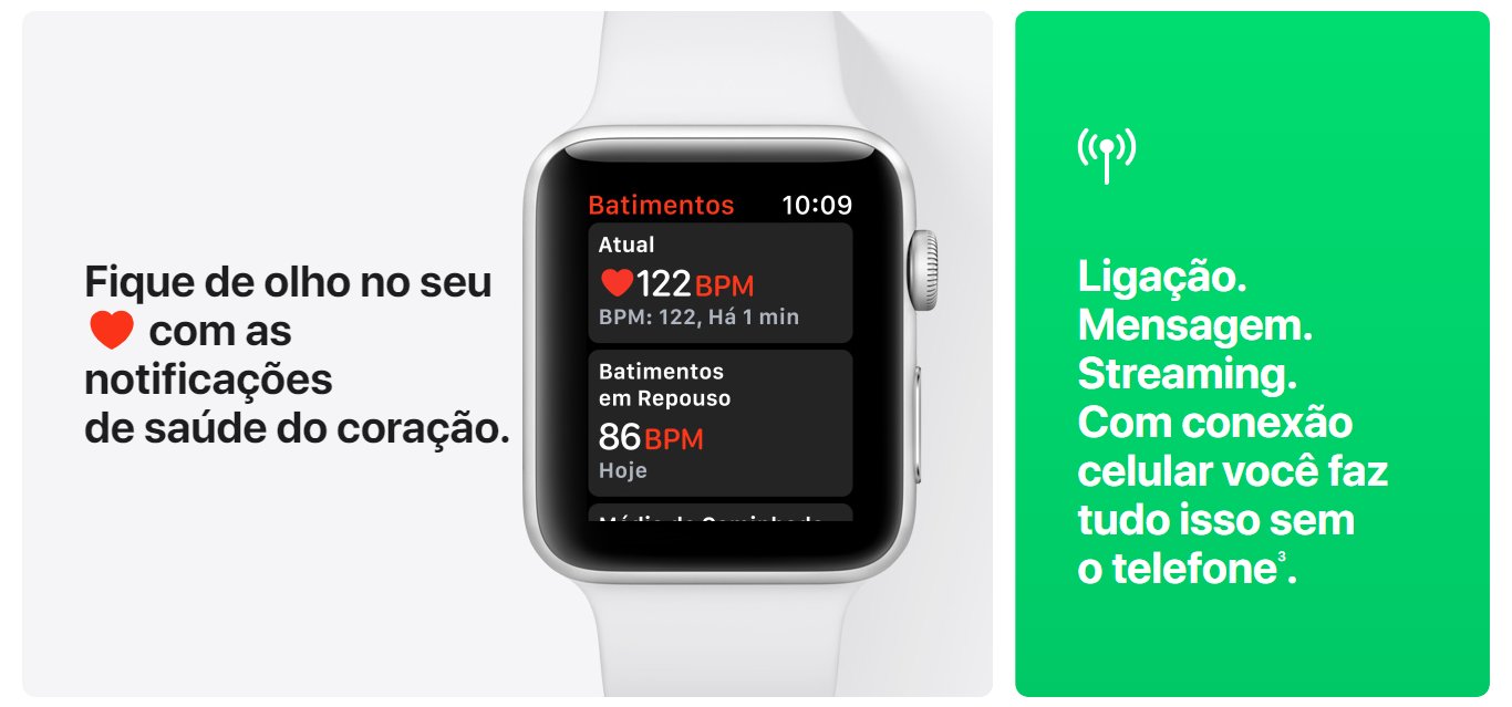 Apple Watch Series 3 Cellular 42 mm Alumínio Cinza Espacial Pulseira Esportiva Preto e Fecho Clássico - MTH22BZ/A