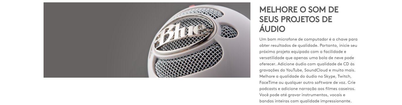  Microfone Condensador USB Logitech Blue Snowball Ice Preto