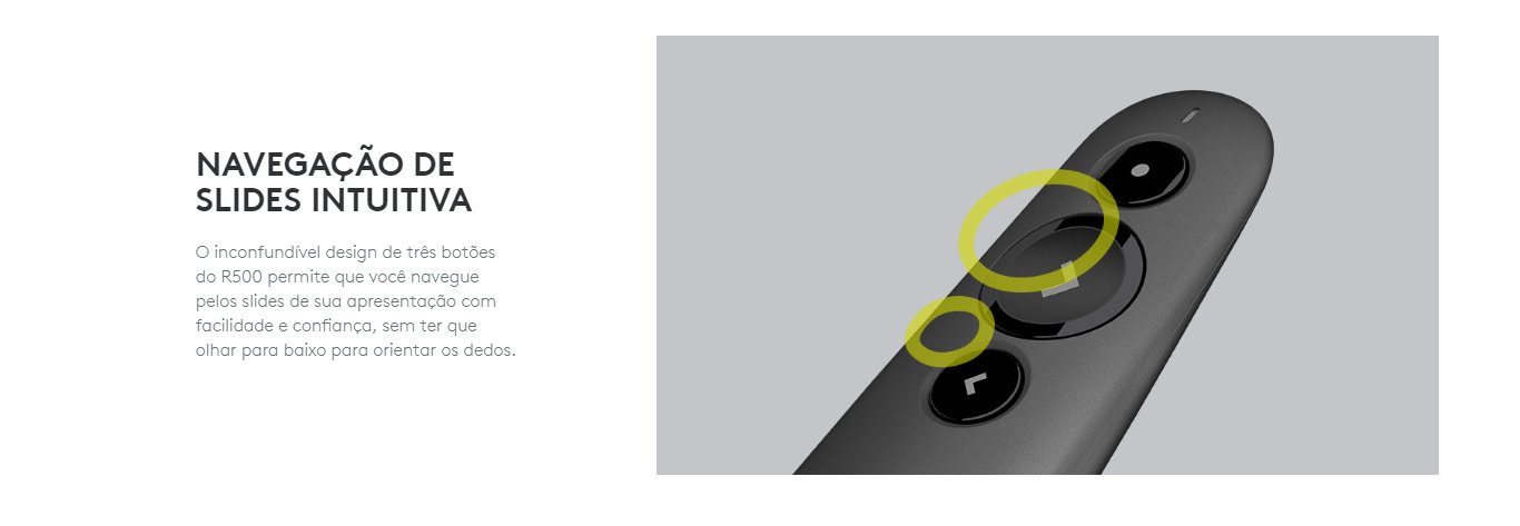 Apresentador Logitech R500 Sem Fio Bluetooth com Laser Point Vermelho 20m Cinza