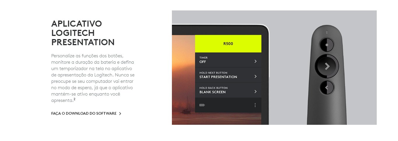 Apresentador Logitech R500 Sem Fio Bluetooth com Laser Point Vermelho 20m Cinza