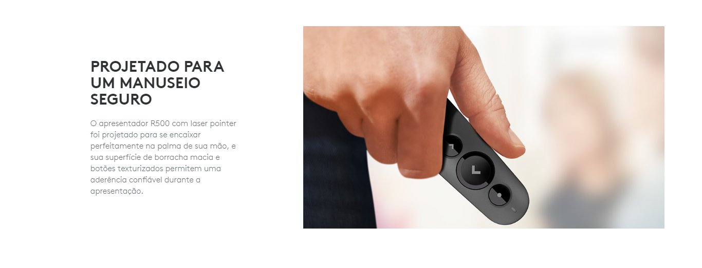 Apresentador Logitech R500 Sem Fio Bluetooth com Laser Point Vermelho 20m Cinza