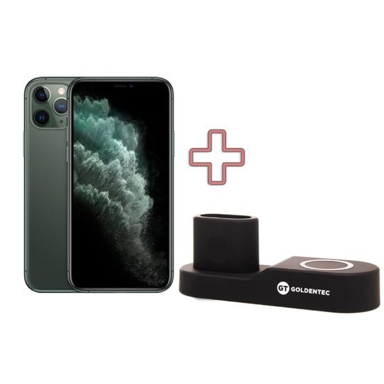 iPhone-11-Pro-Apple-512GB-Midnight-Green---Camera-Tripla-12MP-Tela-58--IOS-13-e-Base-de-Carregamento-4-em-1-Goldentec
