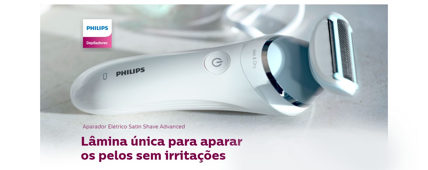 Raspador Elétrico de Pelos Philips Satin Shave Advanced 1 Velocidade 1 Acessório Seco ou Molhado Branco/Azul - BRL130/00