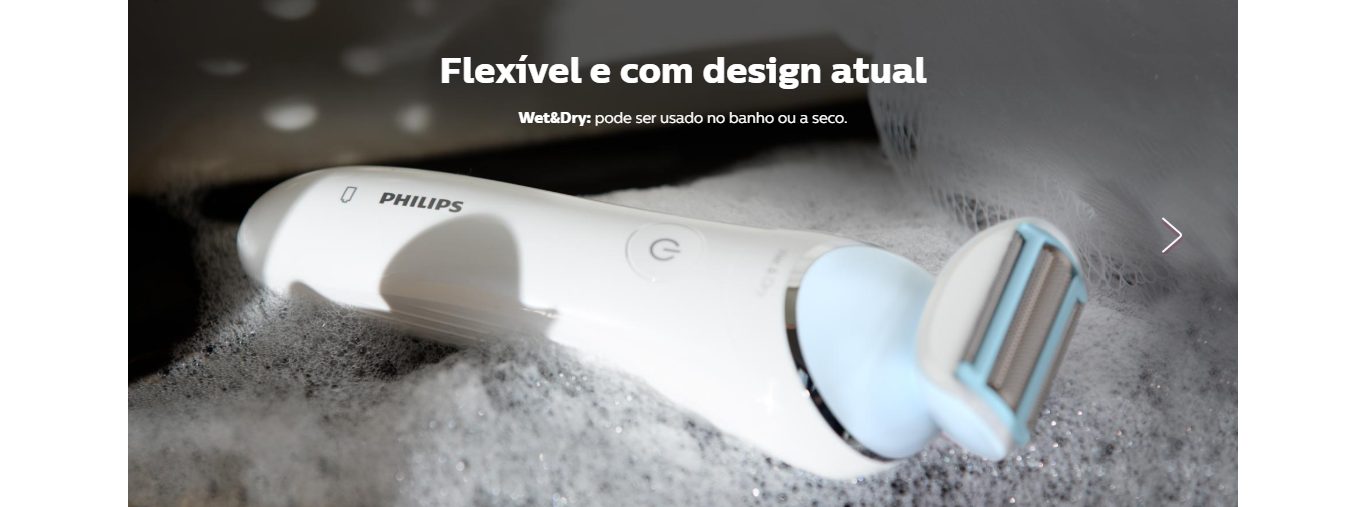 Raspador Elétrico de Pelos Philips Satin Shave Advanced 1 Velocidade 1 Acessório Seco ou Molhado Branco/Azul - BRL130/00