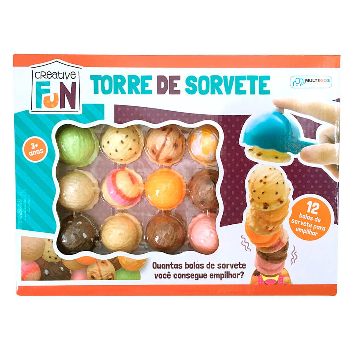 Creative Fun Torre de Sorvete Indicado para +3 Anos Colorido Multikids -  BR645 - Ibyte