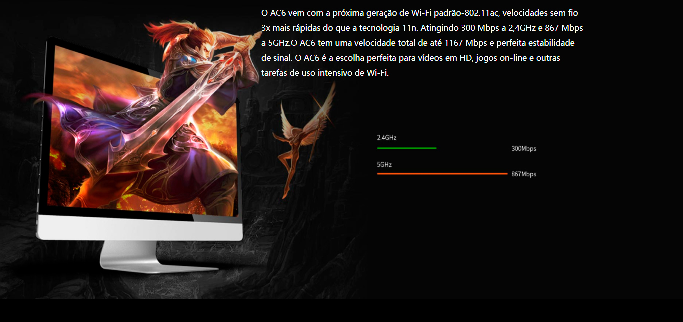 Roteador com beamforming Tenda AC6 1200Mbps