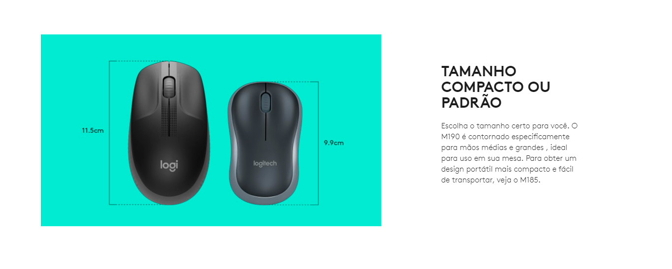 Mouse Logitech M190 USB 3 Botões 1000DPI, Cinza- 910-005902