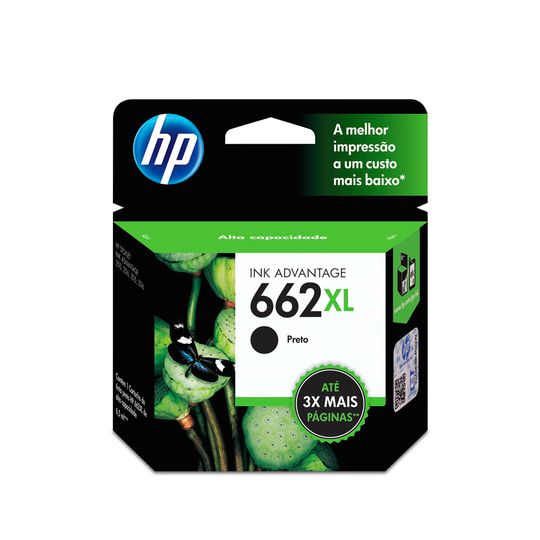 Cartucho HP 662XL Preto Original (CZ105AB) Para HP DeskJet 1516, 2516, 2546, 2646, 3516, 3546 e 4646 - HP - Cx. 1 Unid.