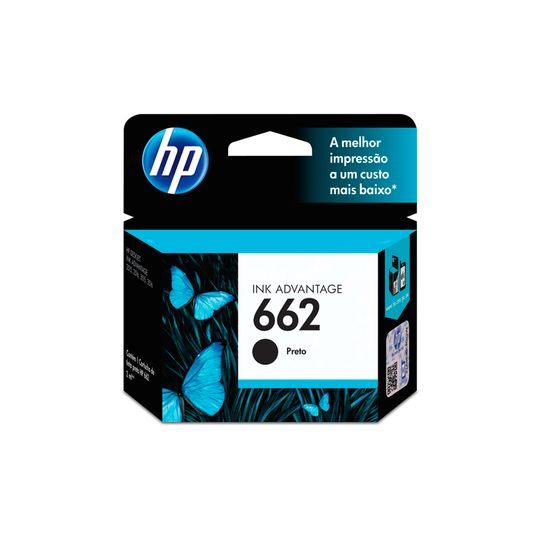 Cartucho HP 662 Preto Original (CZ103AB) Para HP DeskJet 2516, 3516, 3546, 2546, 1516, 4646, 2646