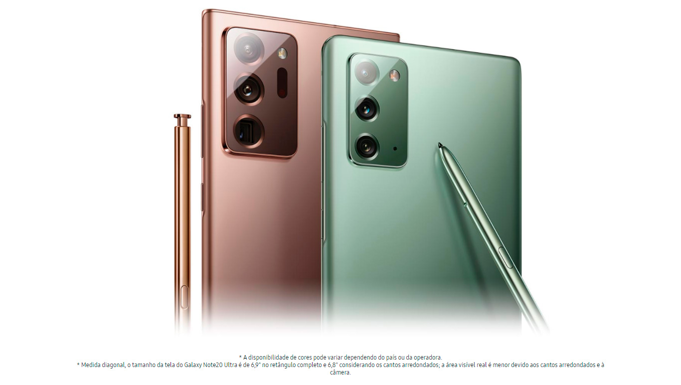 Smartphone Samsung Note20 256GB 8GB Tela Infinita 6,7 Câmera Tripla Traseira 12MP + 64MP + 12MP Frontal de 10MP Bateria 4300mAh Caneta S-Pen Bronze