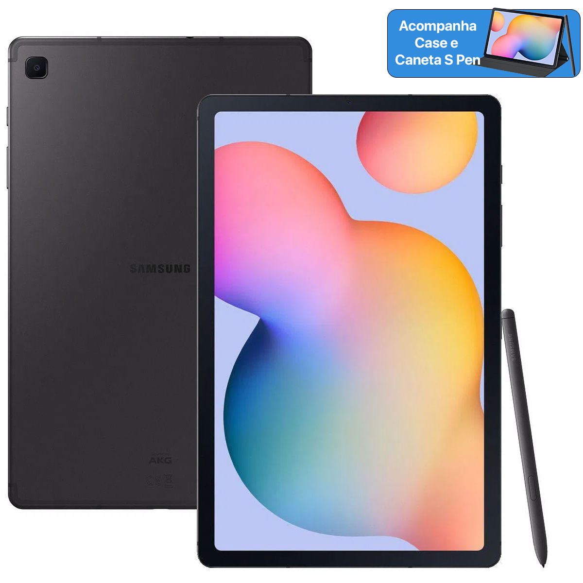 Tablet Samsung Galaxy Tab S6 Lite P615 64GB Tela 10,4 4G Wi-Fi Android 10 Caneta S Pen, Câmera Traseira 8MP Frontal de 8MP Cinza