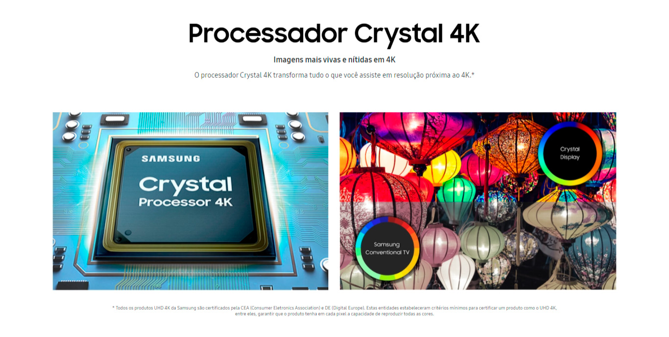 Smart TV 43" Crystal UHD TU7020 4K 2020 Samsung, 2 HDMI, 1 USB, Wi-Fi,  Bluetooth - lojaibyte