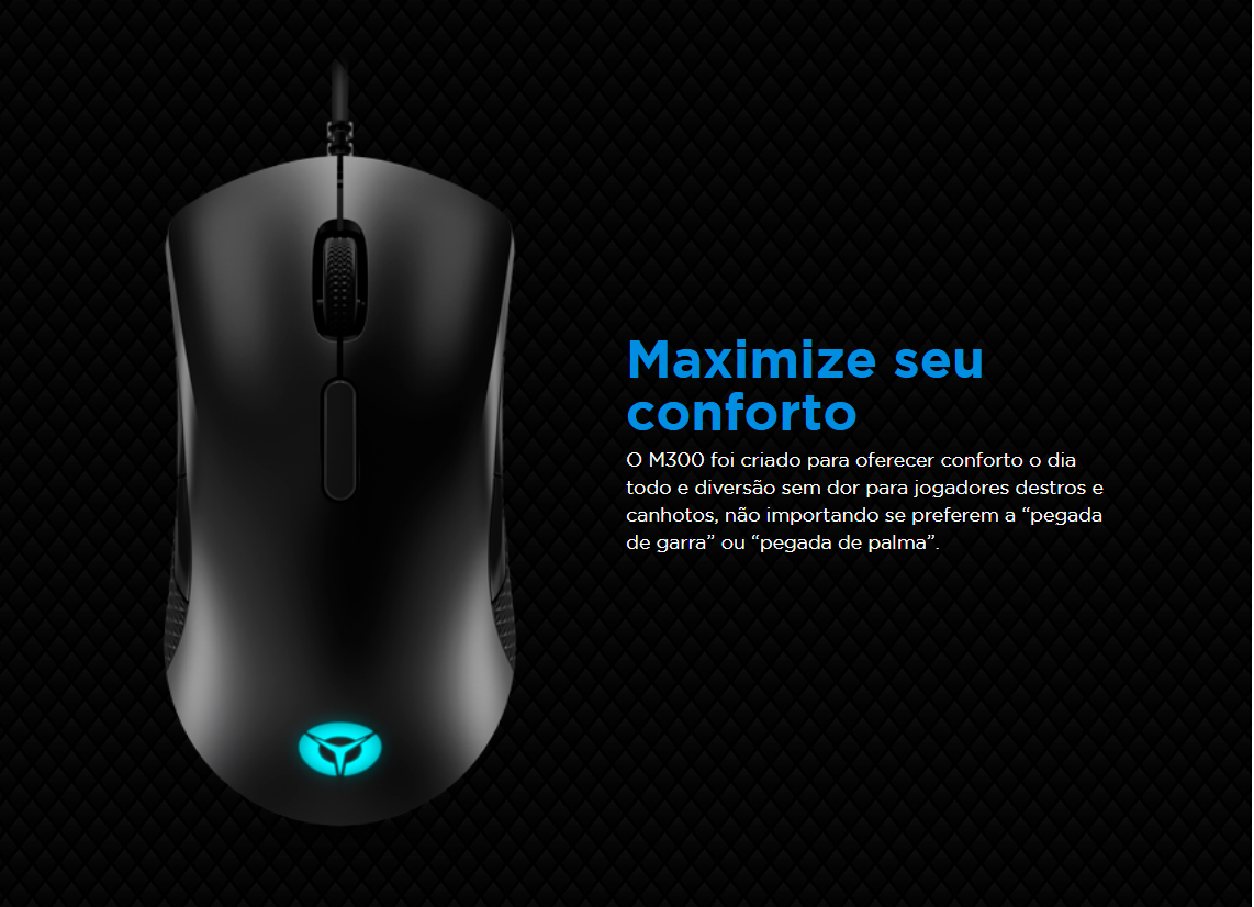 Mouse Gamer Lenovo Legion M300 USB 2.0 RGB 8 Botões 8000DPI, Preto -GY50X79384