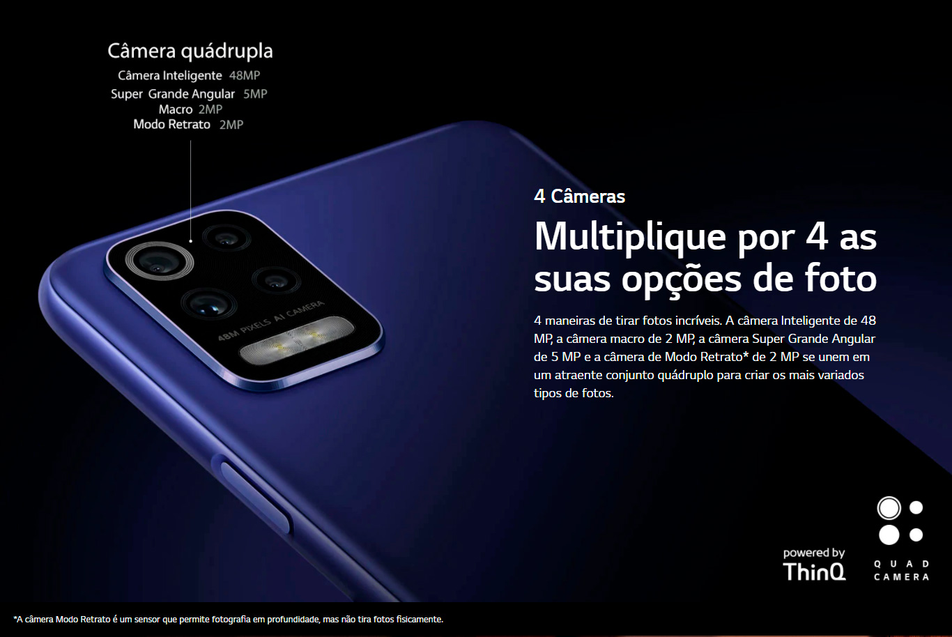 Smartphone LG K62 64GB 4GB RAM Tela de 6.59 Câmera Quádrupla Traseira 48MP + 5MP + 5MP + 2MP Frontal de 13MP Bateria 4000 mAh Vermelho