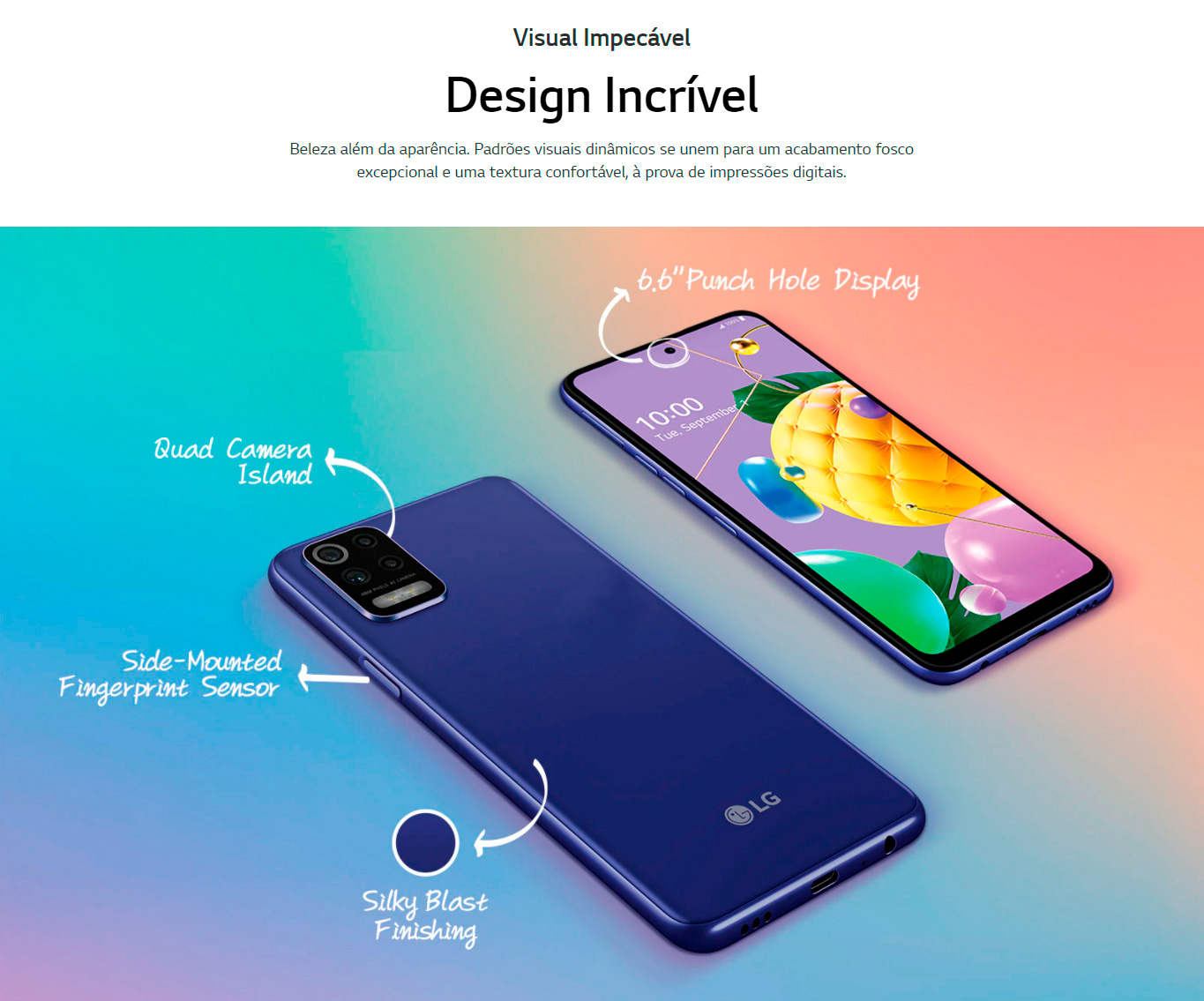Smartphone LG K62 64GB 4GB RAM Tela de 6.59 Câmera Quádrupla Traseira 48MP + 5MP + 5MP + 2MP Frontal de 13MP Bateria 4000 mAh Vermelho