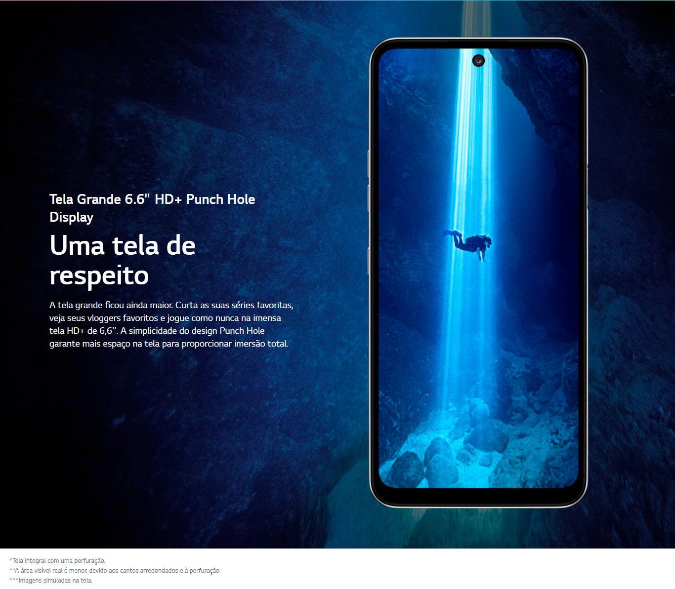 Smartphone LG K62+ 128GB 4GB RAM Tela de 6.59 Câmera Quadrupla Traseira 48MP + 5MP + 5MP + 2MP Frontal de 13MP Bateria 4000 mAh Branco