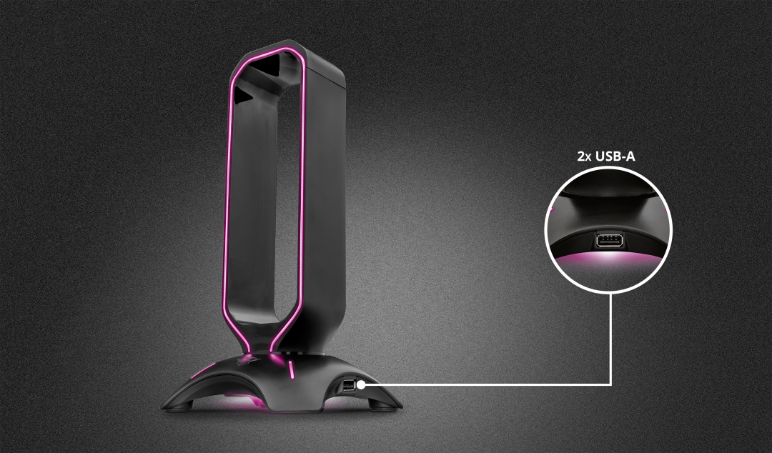 Suporte para Headset Gamer Trust GXT 265 Cintar RGB com 2 portas USB - T23674