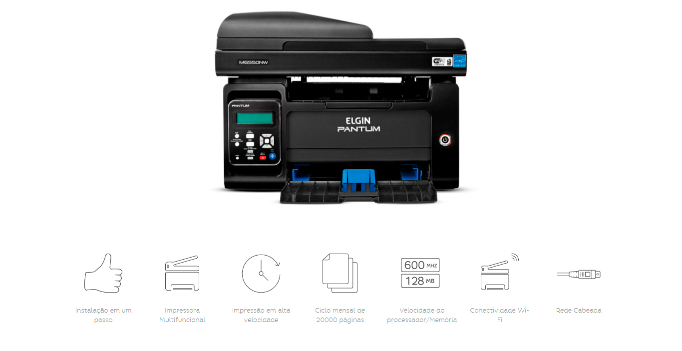 Impressora Multifuncional Elgin Pantum M6550NW Laser Mono Wereless 110V 