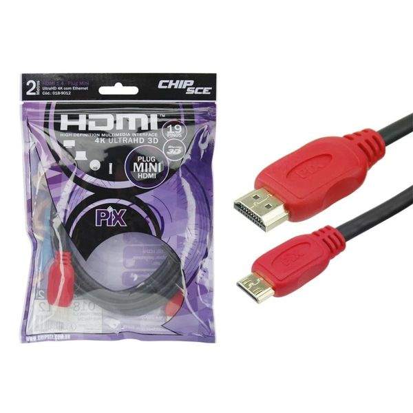 Cabo Mini HDMI x HDMI 1.4 4K UltraHD 3D Chip SCE 018-9012 - 2 Metros