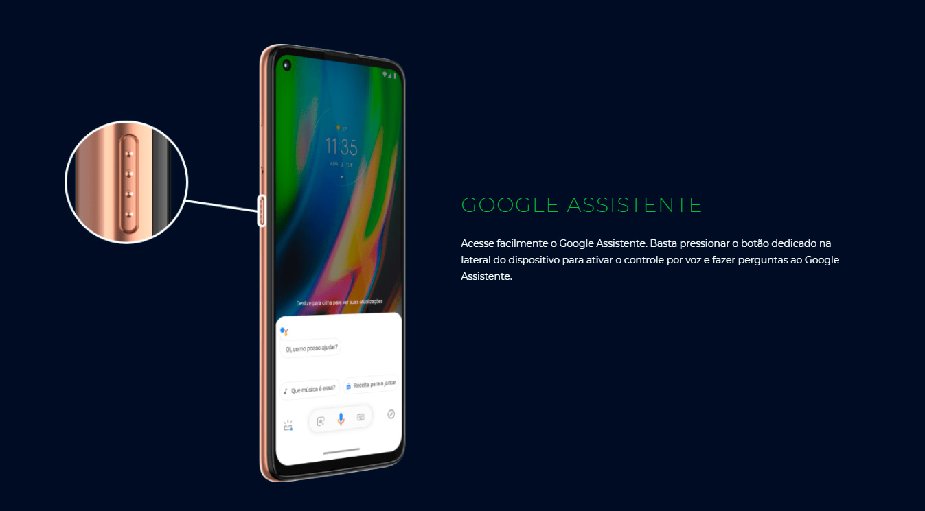 Smartphone Motorola G9 Plus 128GB 4GB RAM Tela 6,8 Câmera Quádrupla Traseira 64MP + 8MP + 2MP + 2MP Frontal de 16MP Bateria 5000mAh Ouro Rosê