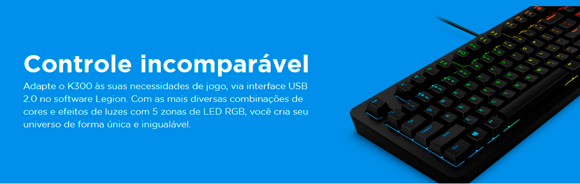 Teclado Gamer Lenovo K300 RGB, Preto