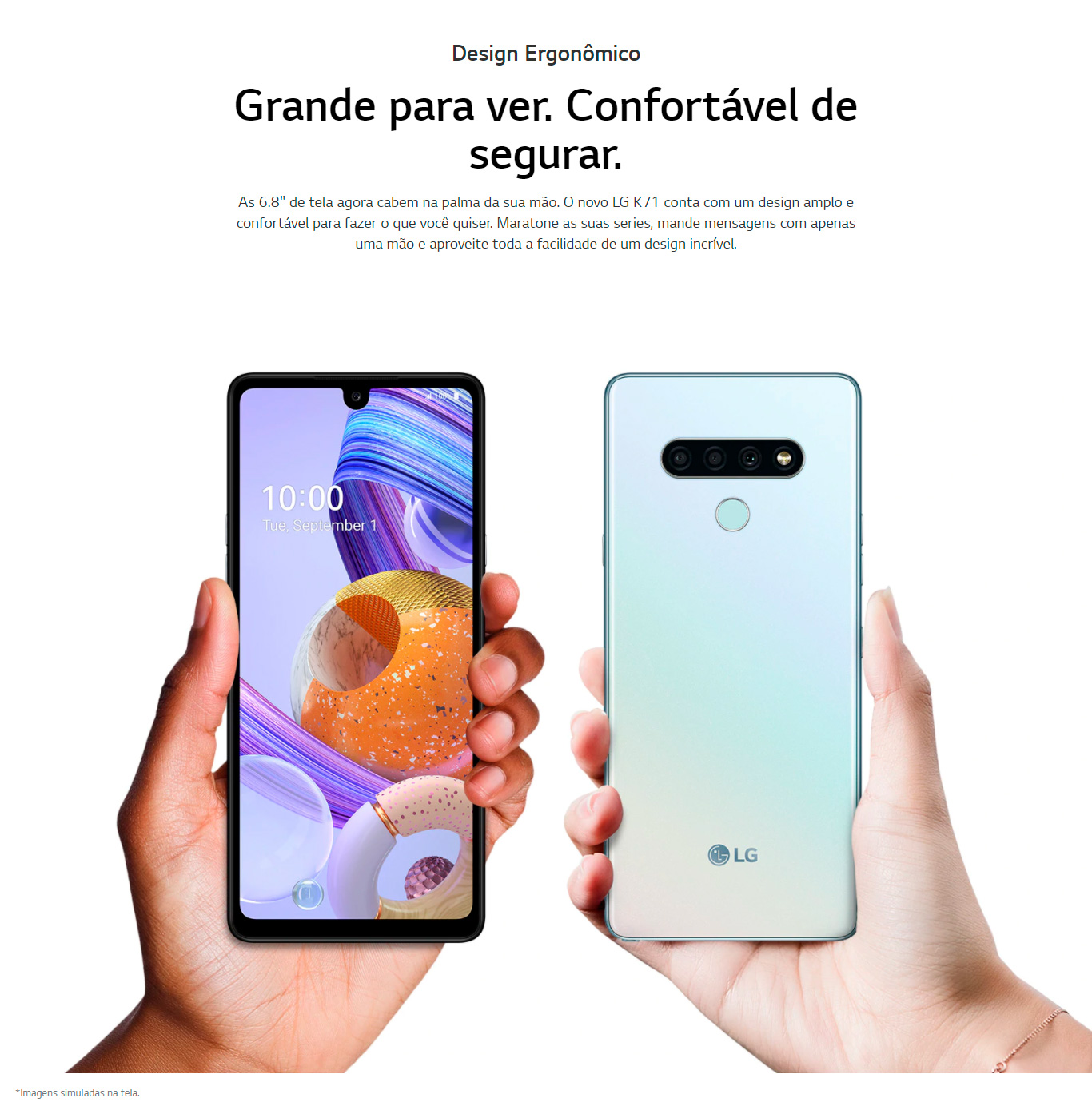 Smartphone LG K71 128GB 4GB RAM Tela 6.8 Câmera Tripla Traseira 48MP + 5MP + 5MP Frontal de 32MP Bateria de 4000mAh Titânio